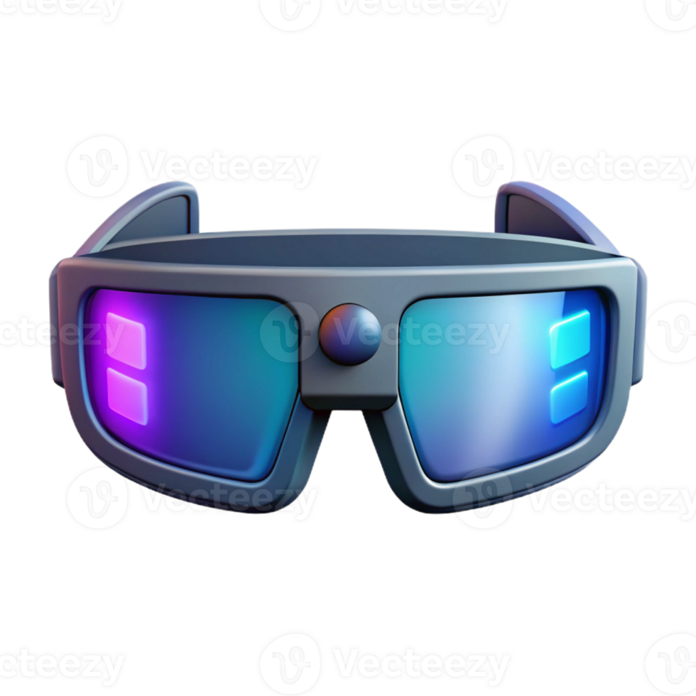 dramatic minimalist A pair of augmented reality glasses displaying digital information, sleek design, bright screen light, futuristic minimalist style exclusive png