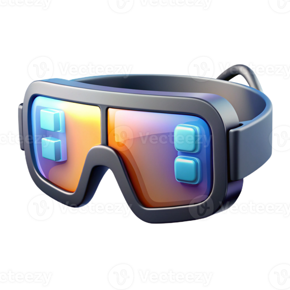 wonderful modern A pair of augmented reality glasses displaying digital information, sleek design, bright screen light, futuristic minimalist style exclusive png