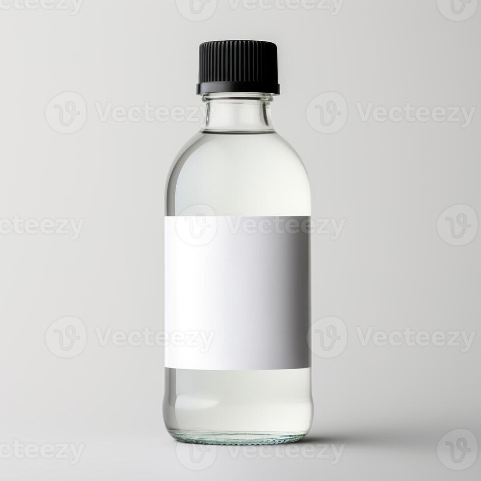 A white bottle with a black cap on it photo