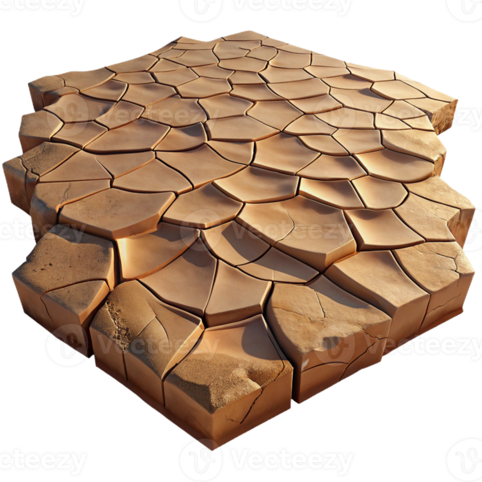 vibrant classic A cracked desert floor, dry and barren, harsh sunlight, photorealistic texture detailed png