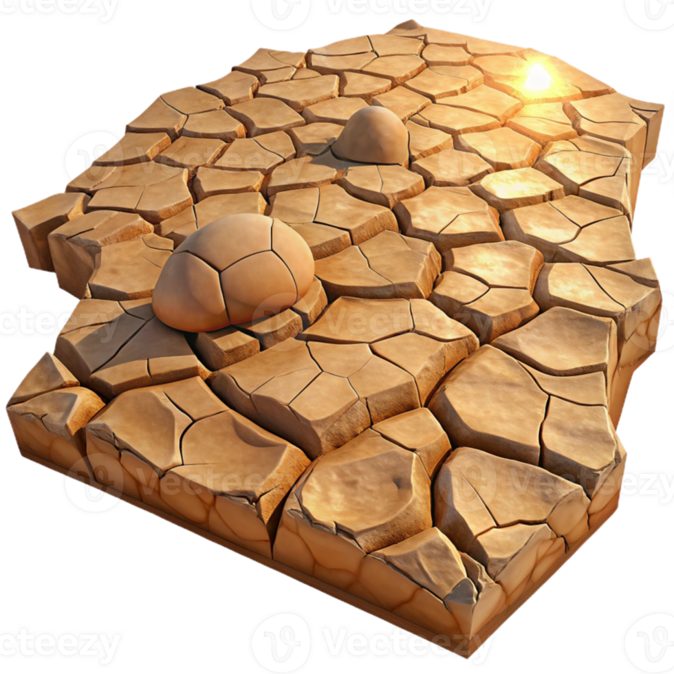 impressive traditional A cracked desert floor, dry and barren, harsh sunlight, photorealistic texture professional png