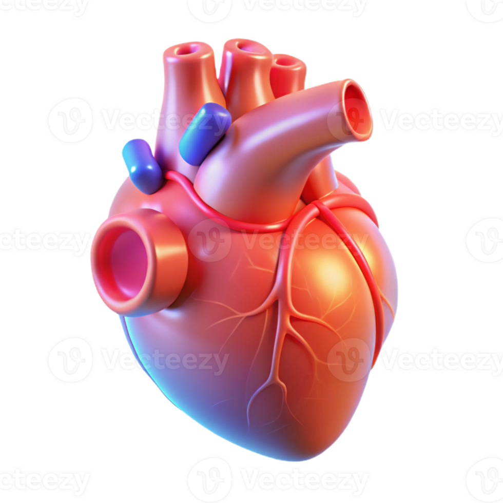dramatic artistic A holographic projection of a human heart beating, anatomical details, soft red lighting, medical illustration style professional png