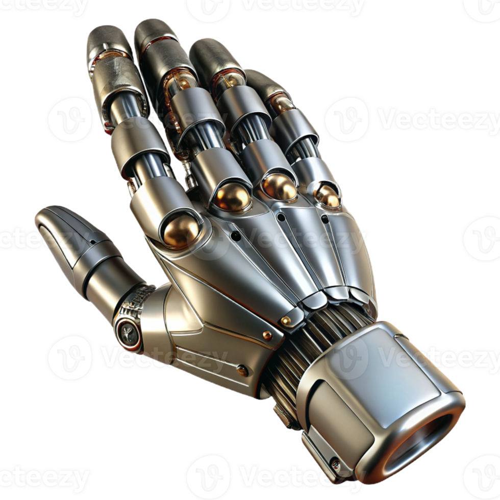 wonderful creative A bionic arm with intricate mechanical details, metallic finish, dramatic lighting, biomechanical style premium png