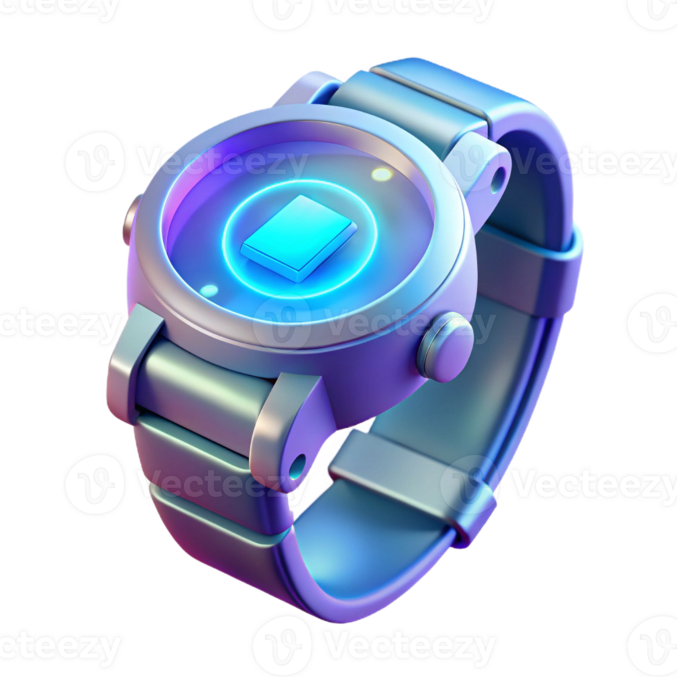 beautiful abstract A futuristic watch displaying holographic information, sleek design, bright display light, futuristic minimalist style 4K png