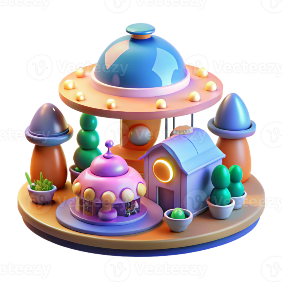 serene creative Alien marketplace bustling with diverse species, warm lighting, retrofuturism style professional png