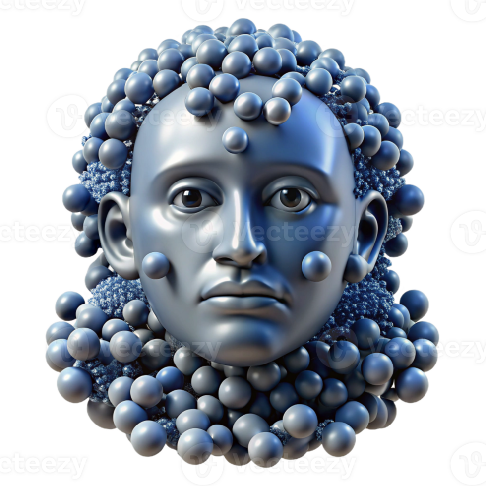 wonderful creative A swarm of nanobots forming a human face, dynamic lighting, abstract style genuine png