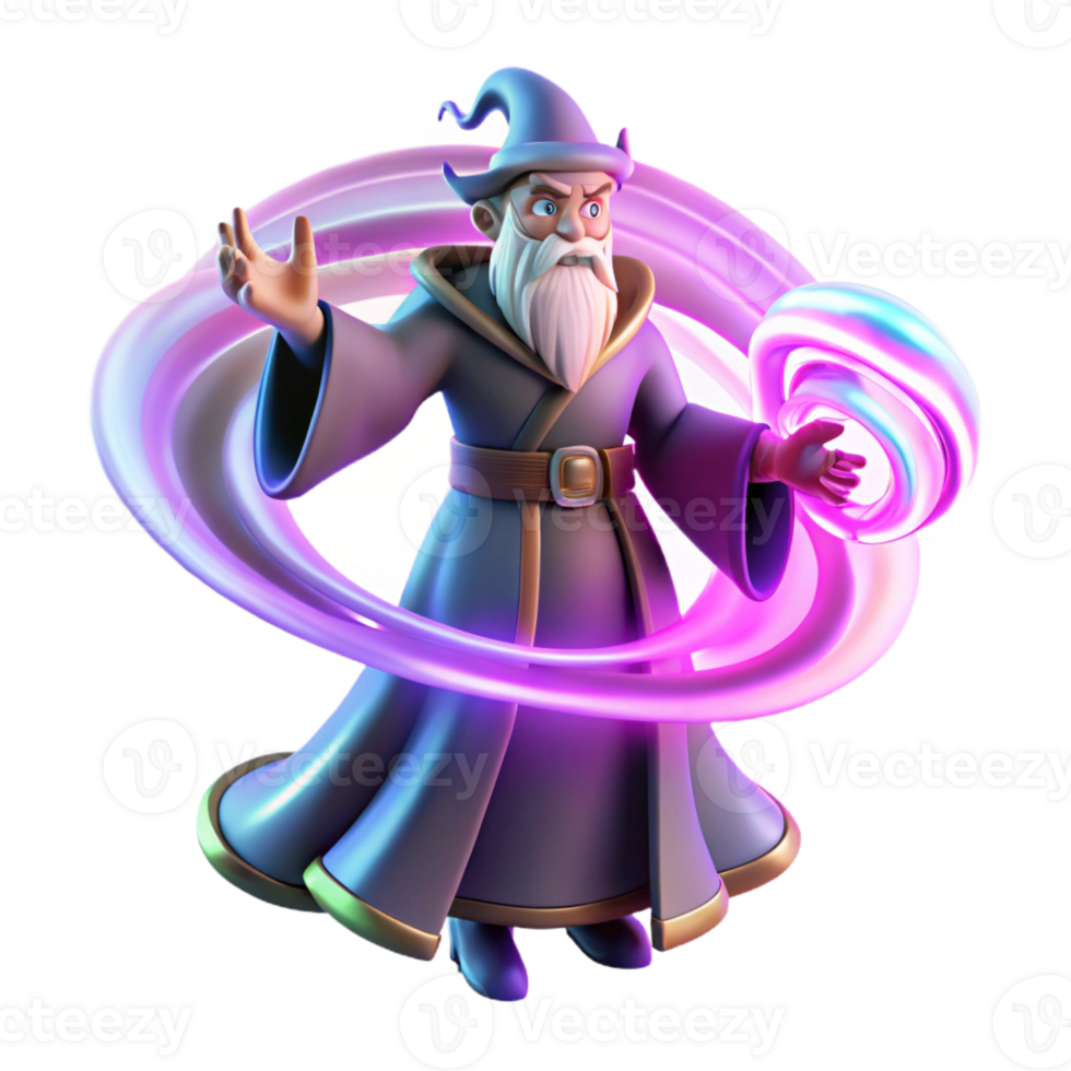 beautiful classic A powerful wizard conjuring a swirling vortex of energy, neon lighting, cyberpunk style 4K png