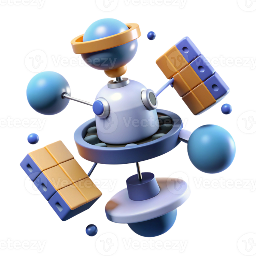 dramatic creative Advanced AI controlling a network of satellites, data stream lighting, abstract technology style genuine png