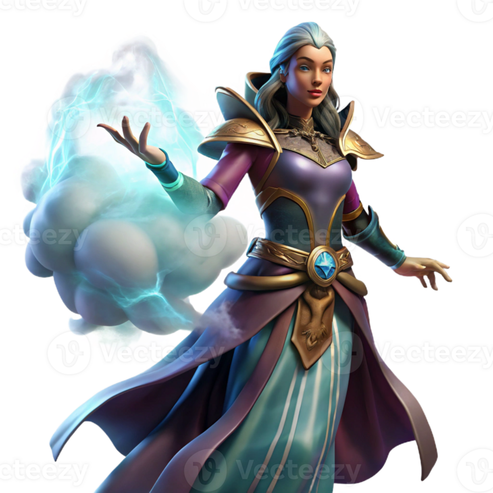 magnificent creative A powerful sorceress casting a spell in a swirling mist, ethereal lighting, magic the gathering style original png