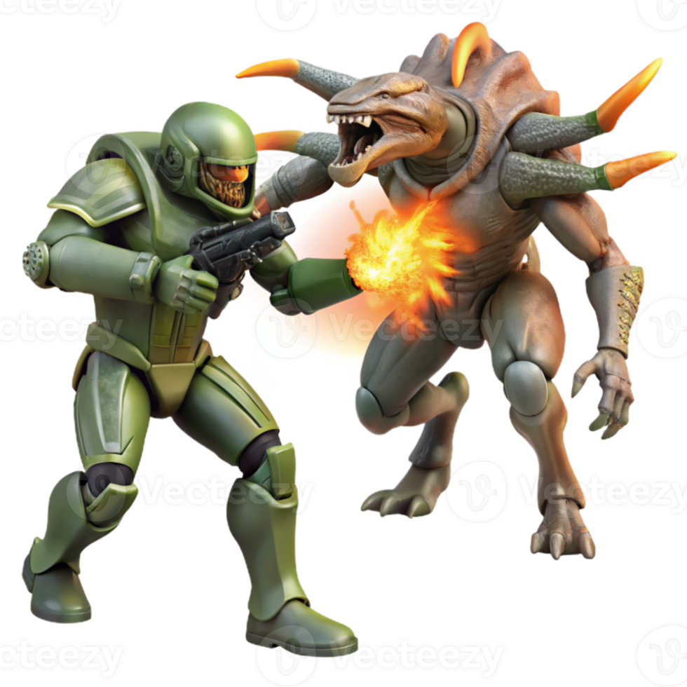 beautiful artistic Space marine fighting a giant alien creature, explosive lighting, action sci-fi style genuine png