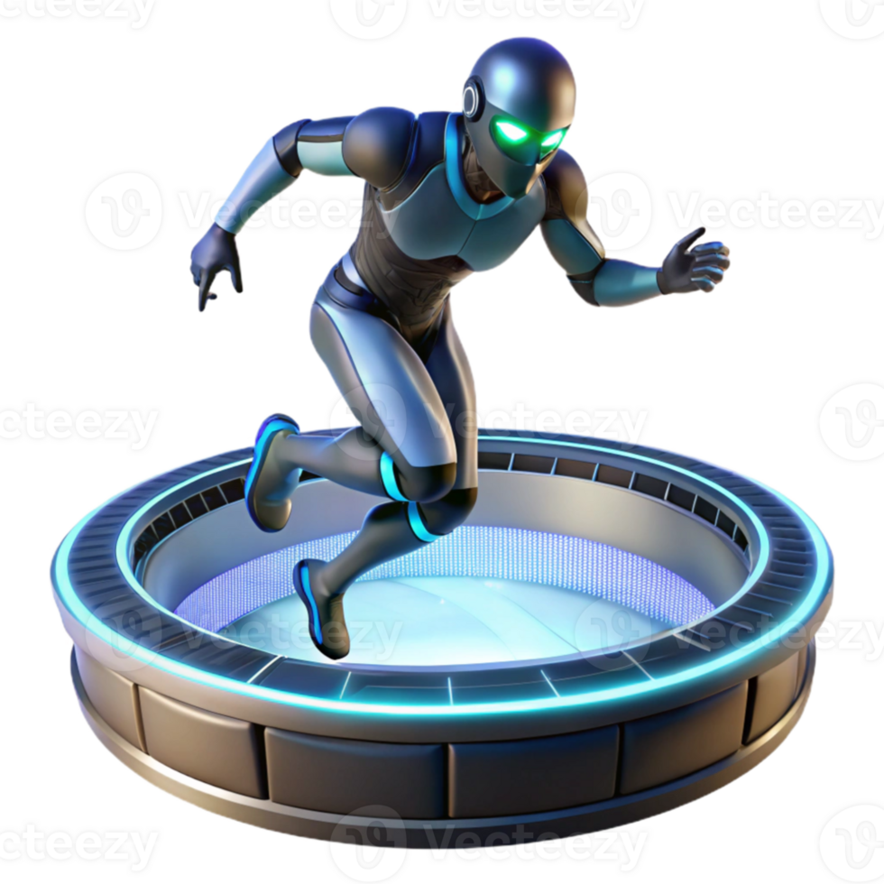 extraordinary rustic Cybernetically enhanced athlete competing in a zero-gravity arena, stadium lighting, sports sci-fi style exclusive png