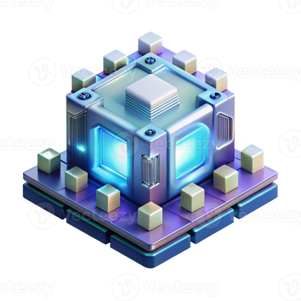 extraordinary vintage Quantum computer processing complex data, glowing lighting, abstract technology style authentic png