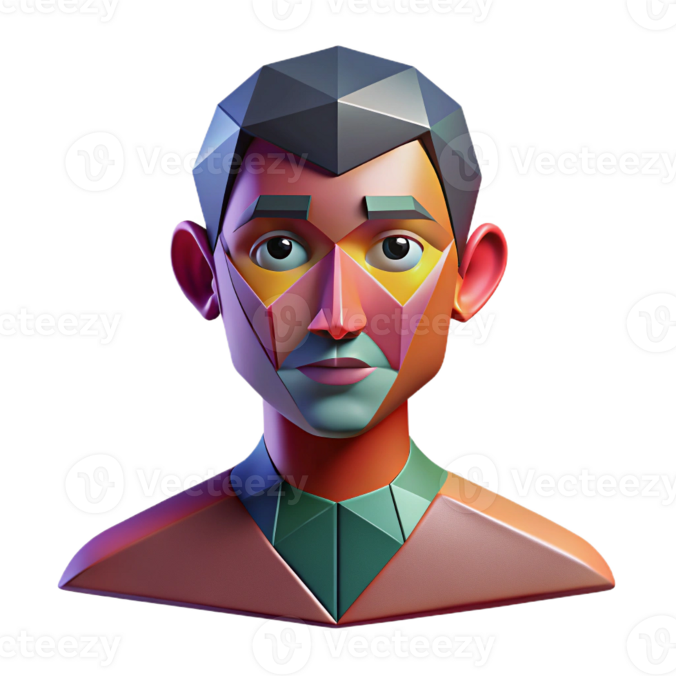 beautiful modern A stylized, abstract representation of a human face, composed of geometric shapes and bold colors. Dramatic, contrasting lighting 4K png