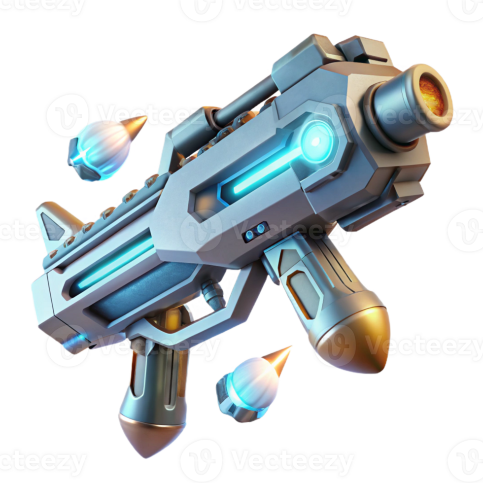 beautiful abstract A futuristic weapon, with intricate carvings and glowing energy cores, floating in mid-air, illuminated by a bright, white light. Sci-fi realism style, studio lighting high quality png