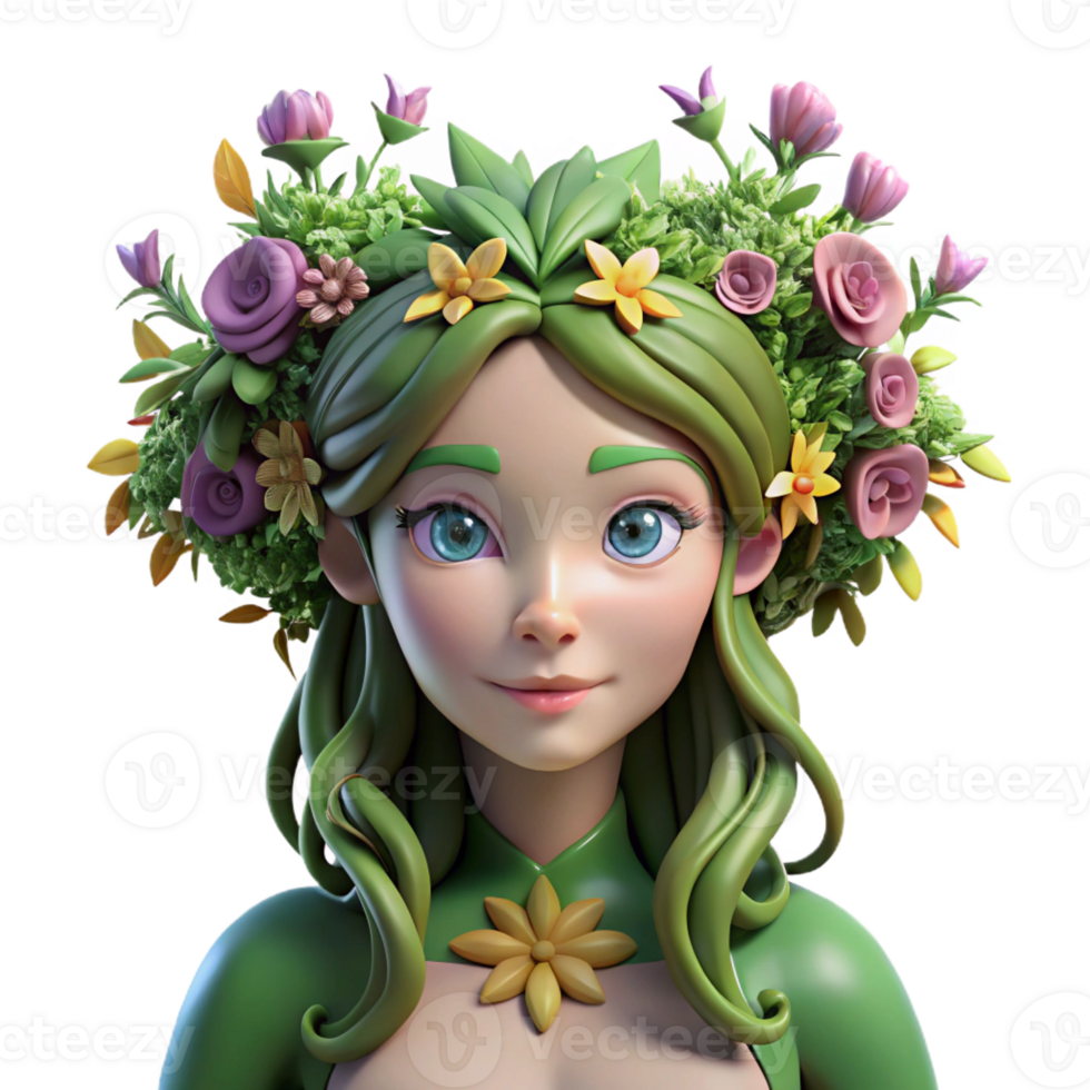 impressive abstract A serene dryad, adorned with moss and blooming wildflowers, merging seamlessly with a gnarled oak tree, bathed in soft dappled sunlight. Art style Pre-Raphaelite exclusive png