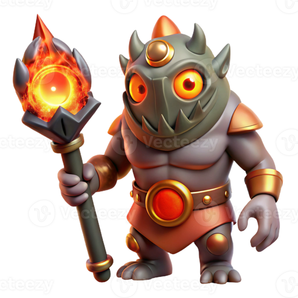 dramatic rustic A fearsome cyclops, single eye burning with fiery rage, wielding a massive club, lit by the glow of molten lava. Art style Dark fantasy authentic png