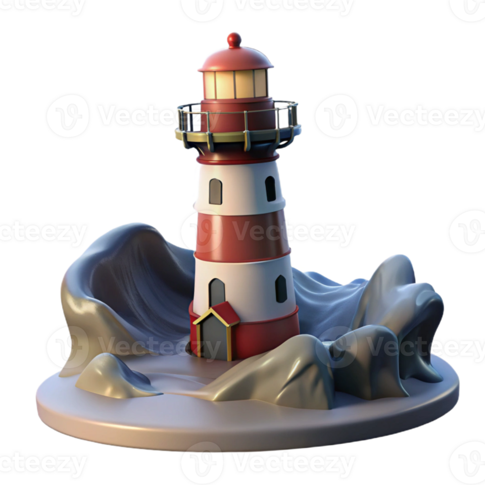 dramatic abstract A solitary lighthouse on a windswept coast, dramatic crashing waves, moody lighting, romantic style, original png