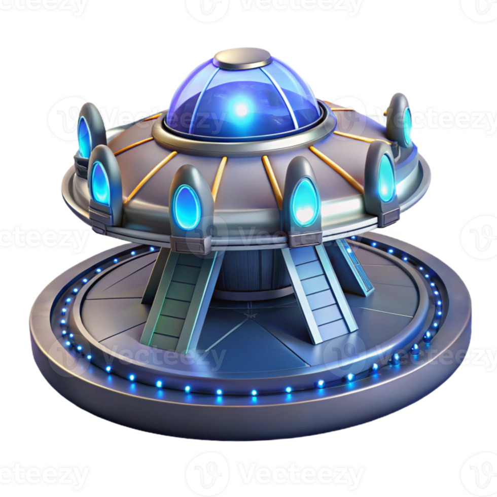 impressive artistic A spaceship landing on a futuristic spaceport, bright lights and metallic textures, science fiction style, premium png