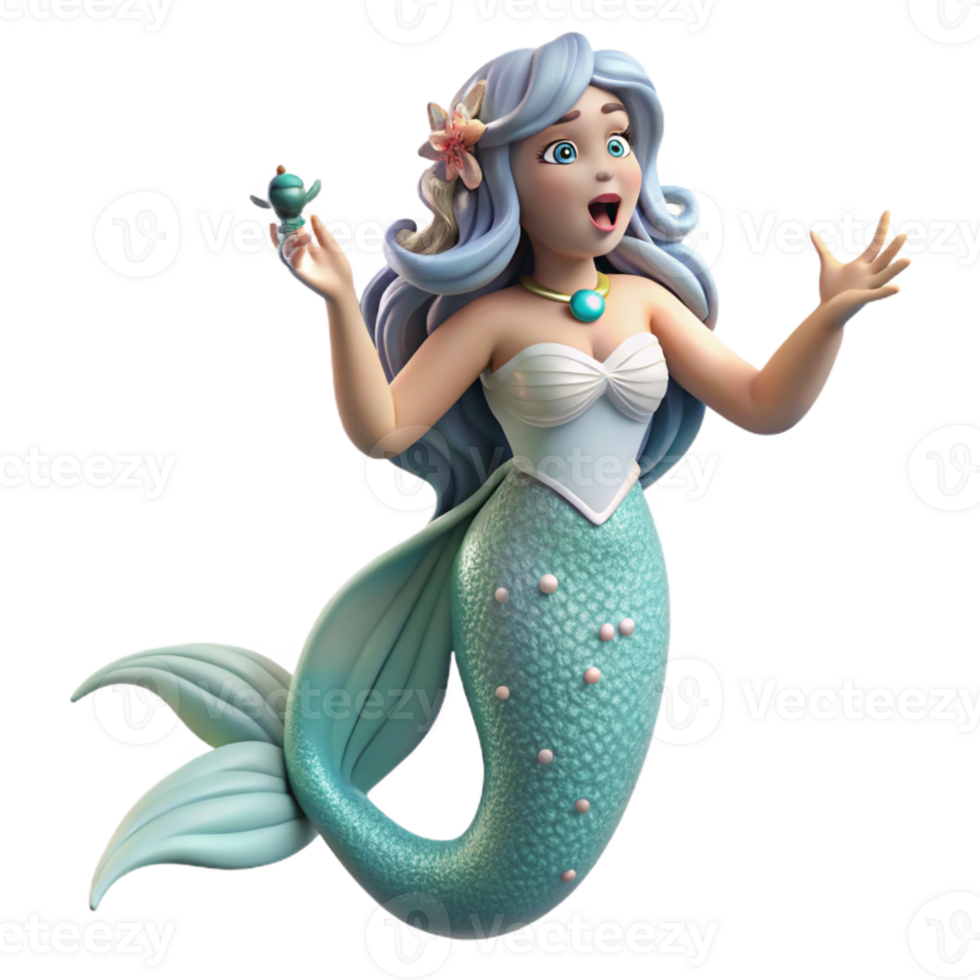 dramatic modern A beautiful mermaid, long flowing hair adorned with seashells, singing a haunting melody, illuminated by underwater sunlight. Art style Art Nouveau authentic png