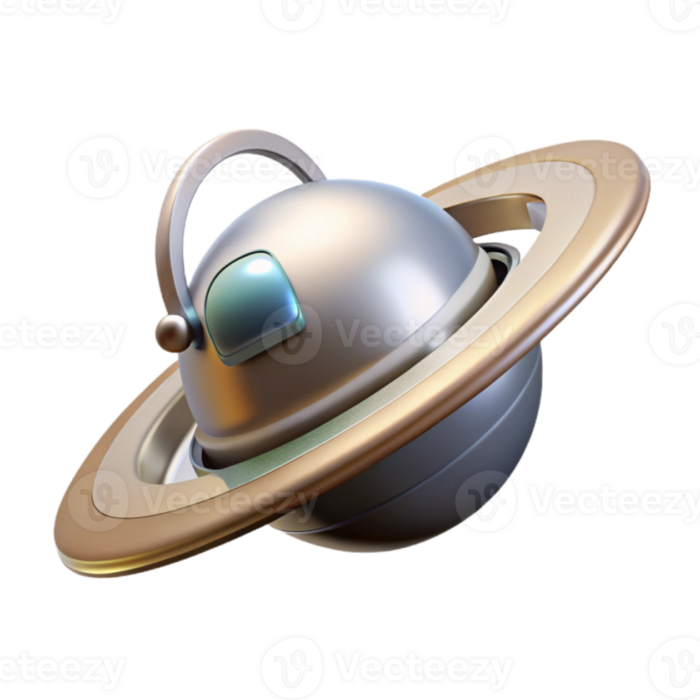 vibrant minimalist A lone, robotic probe floats through the rings of Saturn, its metallic surface reflecting the planet's majestic beauty. Serene, realistic, space art style high resolution png