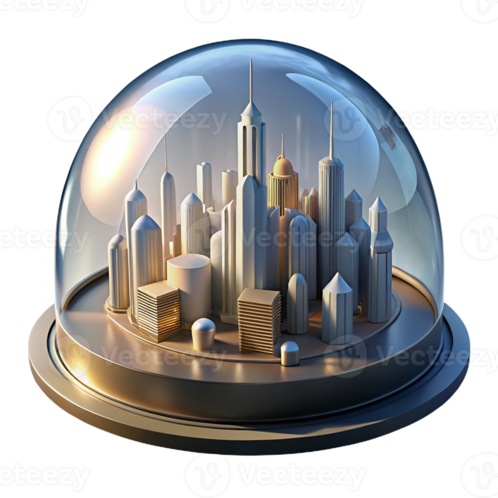 extraordinary classic A futuristic cityscape built into the inside of a giant dome, illuminated by artificial sunlight. Utopian lighting, art deco style genuine png