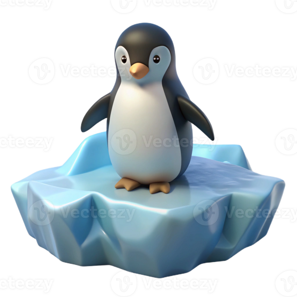 magnificent classic A solitary penguin standing on an iceberg, stark white landscape background removed, polar photography style 4K png