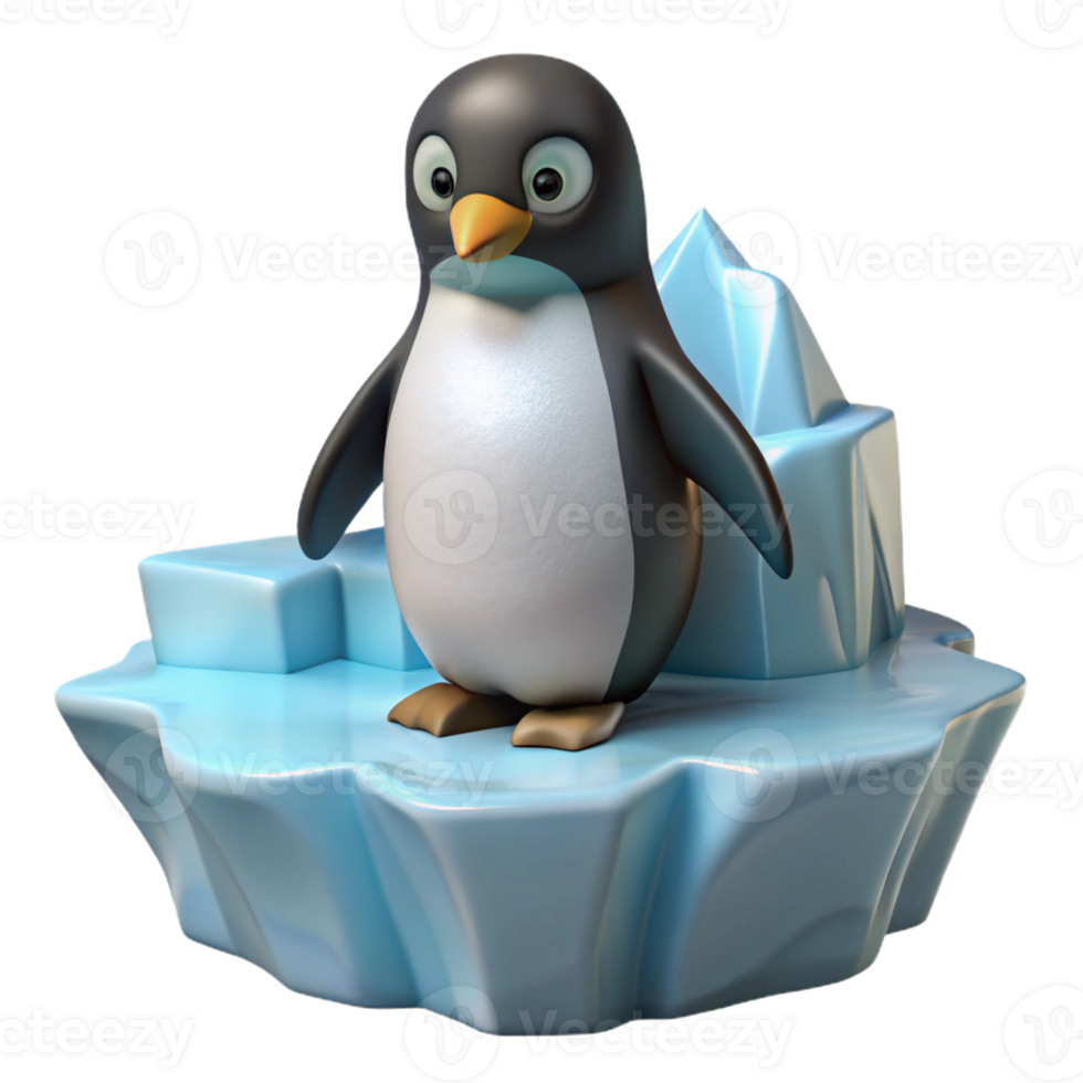 stunning vintage A solitary penguin standing on an iceberg, stark white landscape background removed, polar photography style 4K png