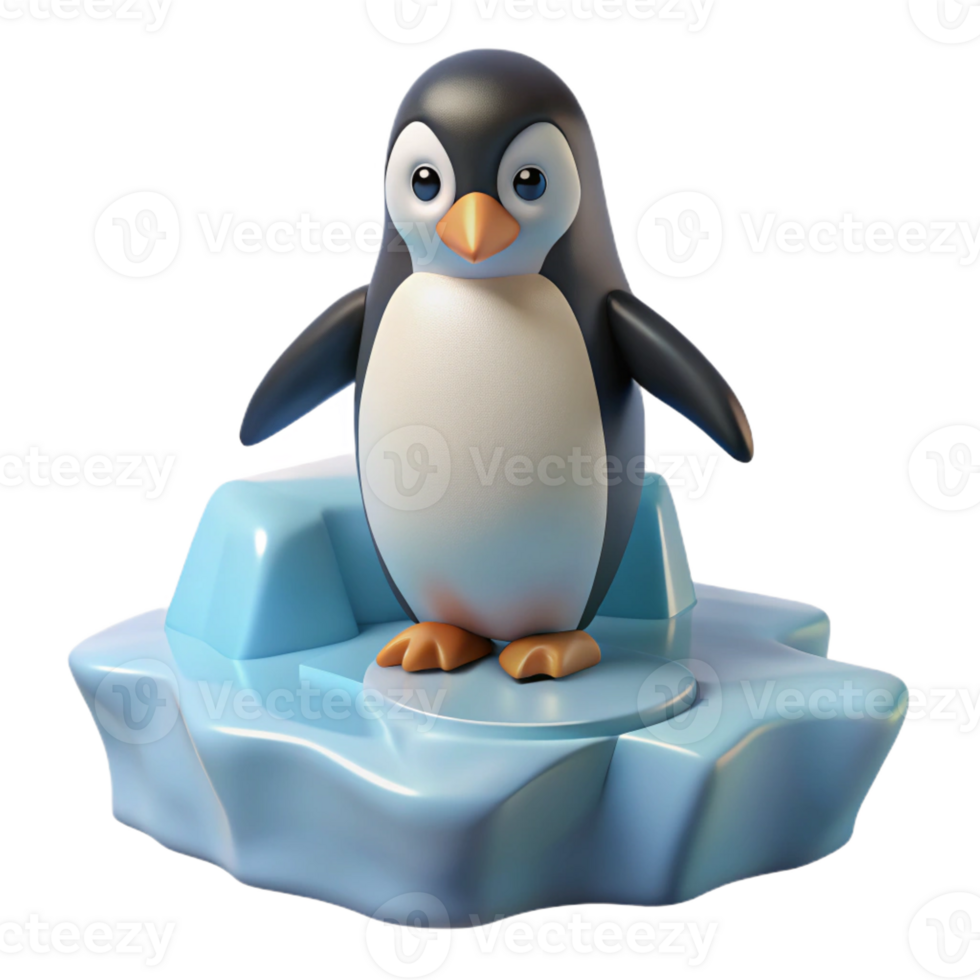 extraordinary contemporary A solitary penguin standing on an iceberg, stark white landscape background removed, polar photography style 4K png