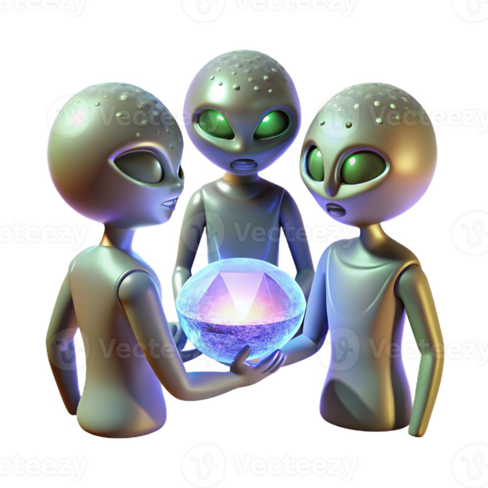 extraordinary rustic A group of aliens gathered around a glowing artifact, their faces illuminated by its light. Mysterious, ethereal, fantasy art style authentic png