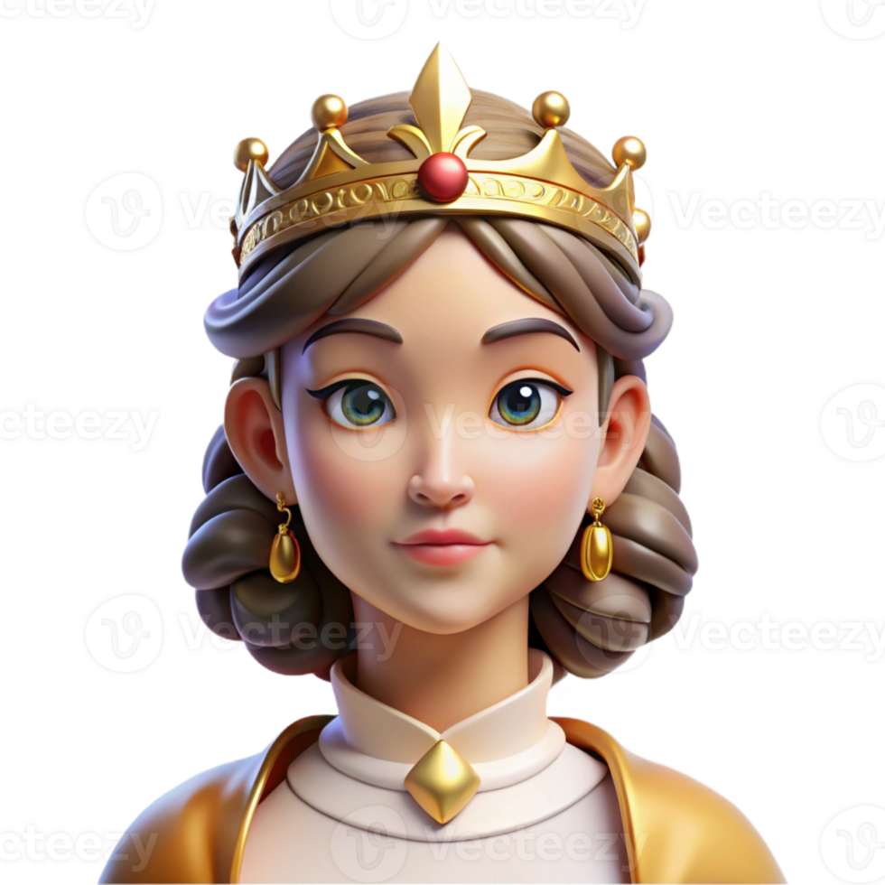 stunning vintage Portrait of a majestic queen with an elaborate crown of gold and jewels, a regal expression, lit by soft, diffused light, in the style of classical portraiture 4K png