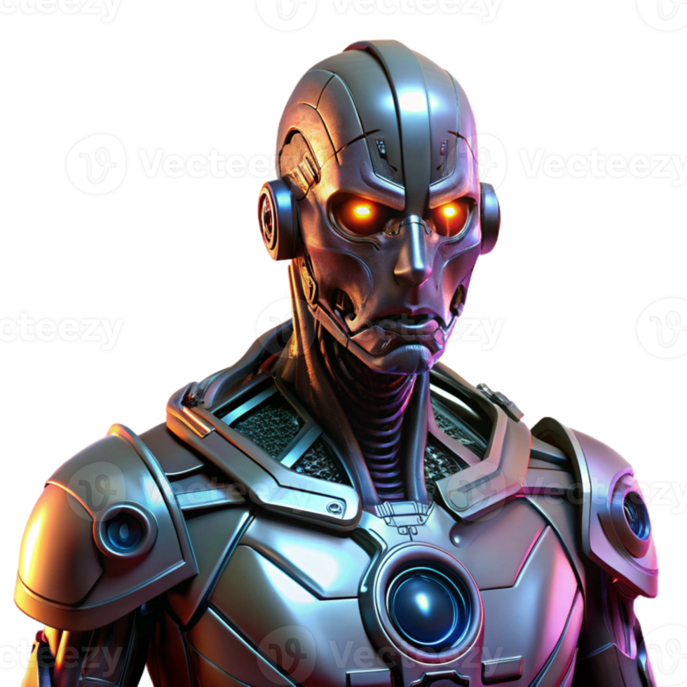 beautiful abstract A cyborg with intricate mechanical augmentations and glowing eyes stares intensely at the viewer, illuminated by a flickering neon sign. Style dark, gritty realism high quality png