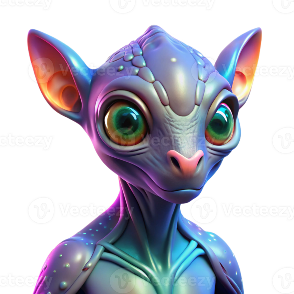 wonderful artistic A genetically engineered alien creature with vibrant, iridescent skin and multiple eyes, illuminated by a soft, otherworldly glow. Style fantasy art genuine png