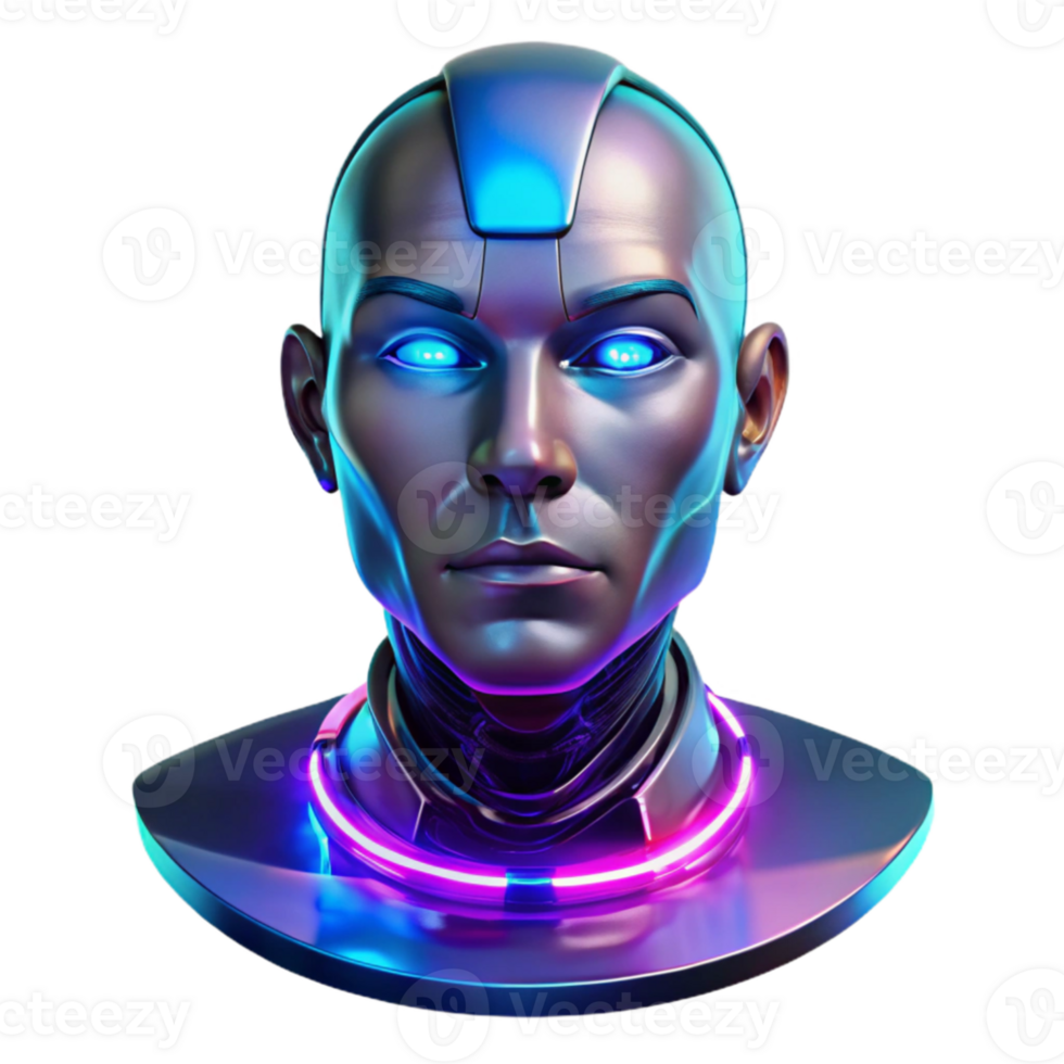 elegant contemporary A holographic projection of a human face, glitching and distorting in a dark, futuristic environment, illuminated by flickering neon lights. Style cyberpunk 4K png