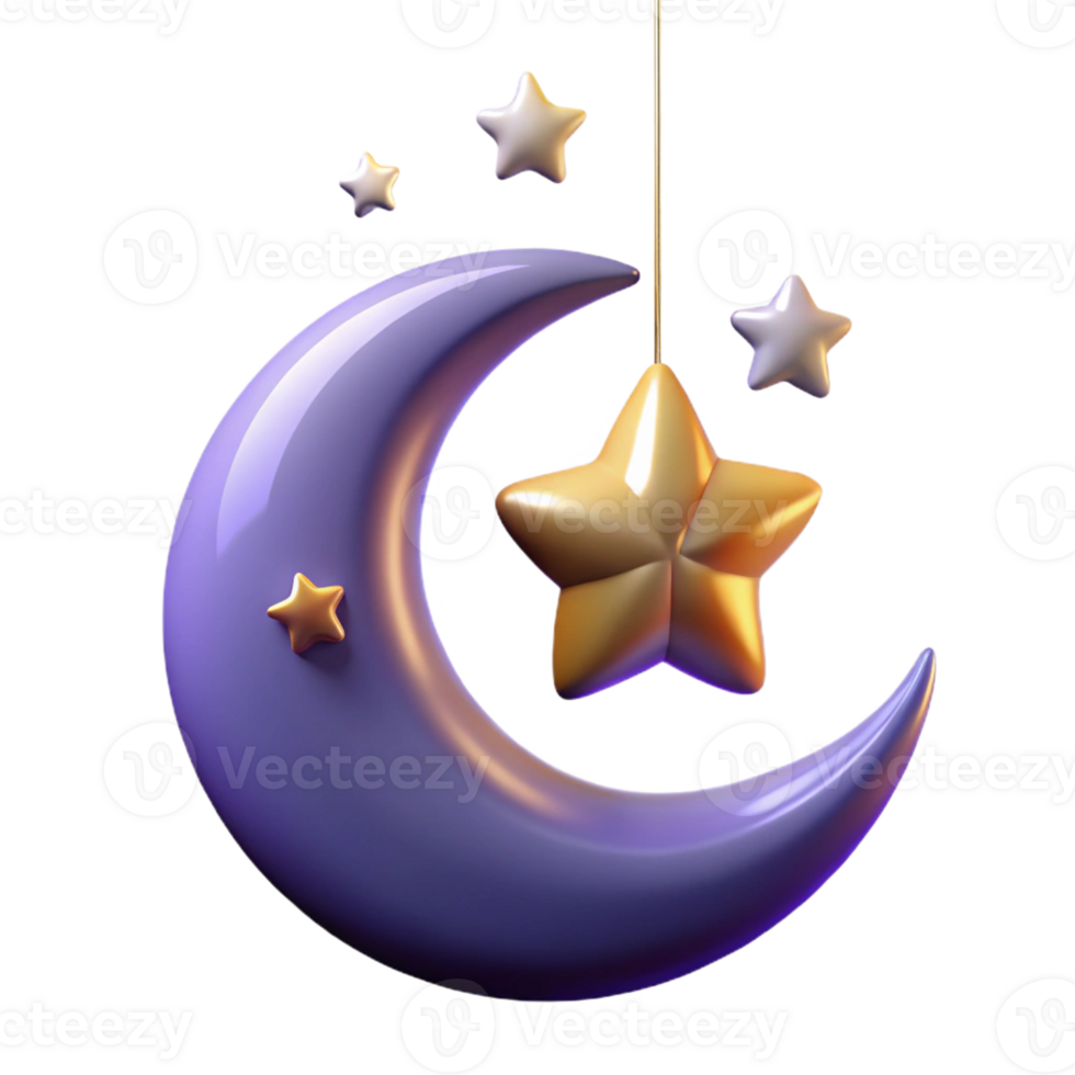 stunning abstract A crescent moon hanging in a star-filled night sky, long exposure, mystical, enchanting style professional png