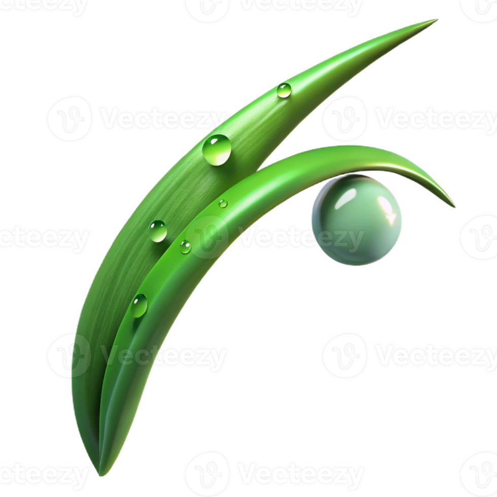 elegant contemporary A single blade of grass with dew drops, macro photography, soft morning light, green tones, exclusive png
