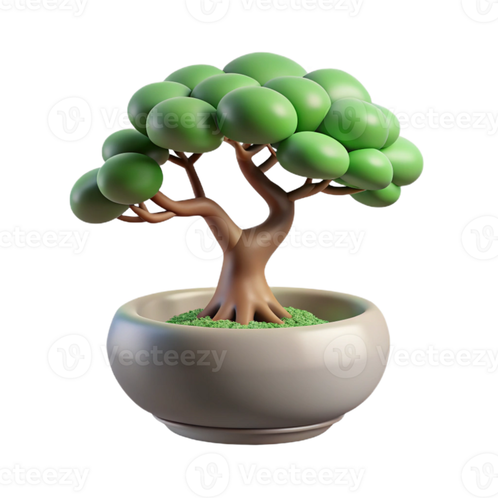 vibrant modern A bonsai tree in a ceramic pot, minimalist style, soft natural light, detailed textures, original png