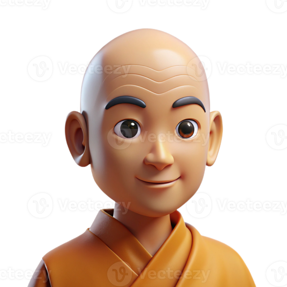 impressive creative Portrait of a serene monk with a peaceful expression and shaved head, lit by soft, diffused light, in a minimalist style exclusive png