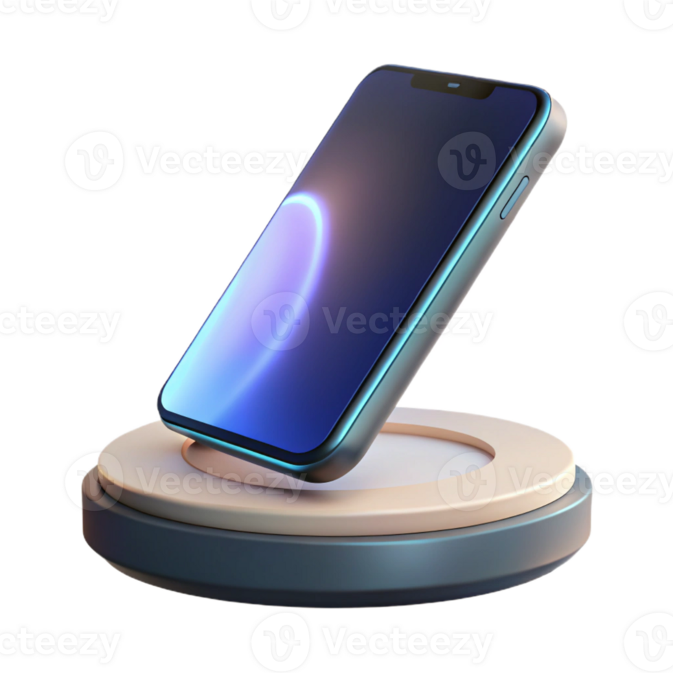 beautiful abstract A levitating wireless charger powering a futuristic smartphone, soft white lighting, minimalist style authentic png