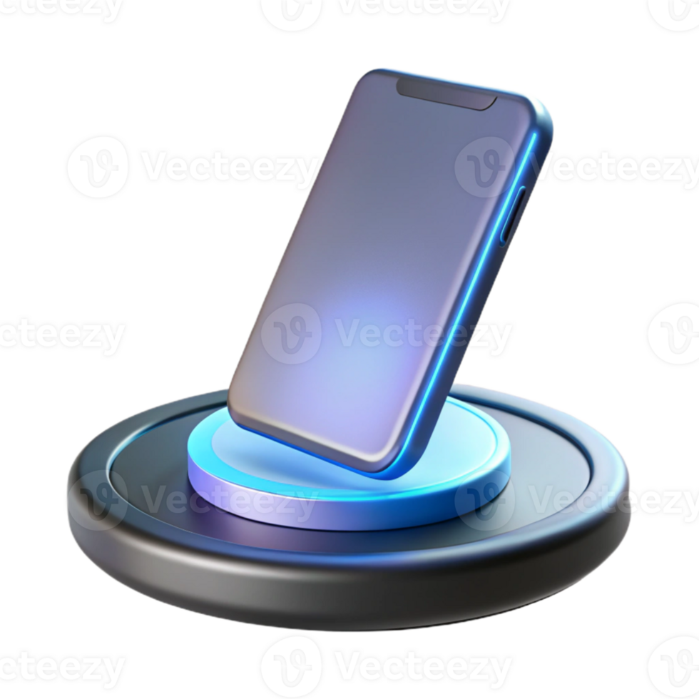 elegant classic A levitating wireless charger powering a futuristic smartphone, soft white lighting, minimalist style professional png