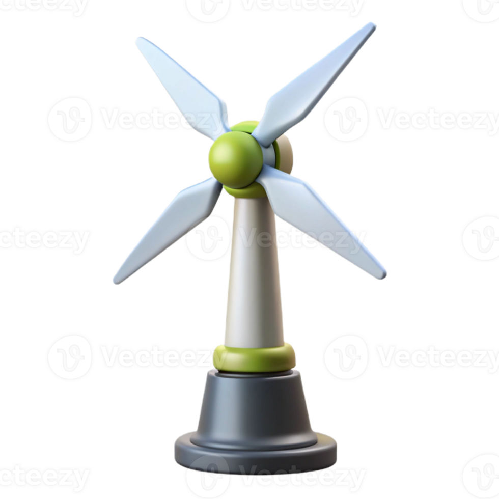 beautiful artistic A wind turbine generating electricity, blue sky background, realistic style authentic png