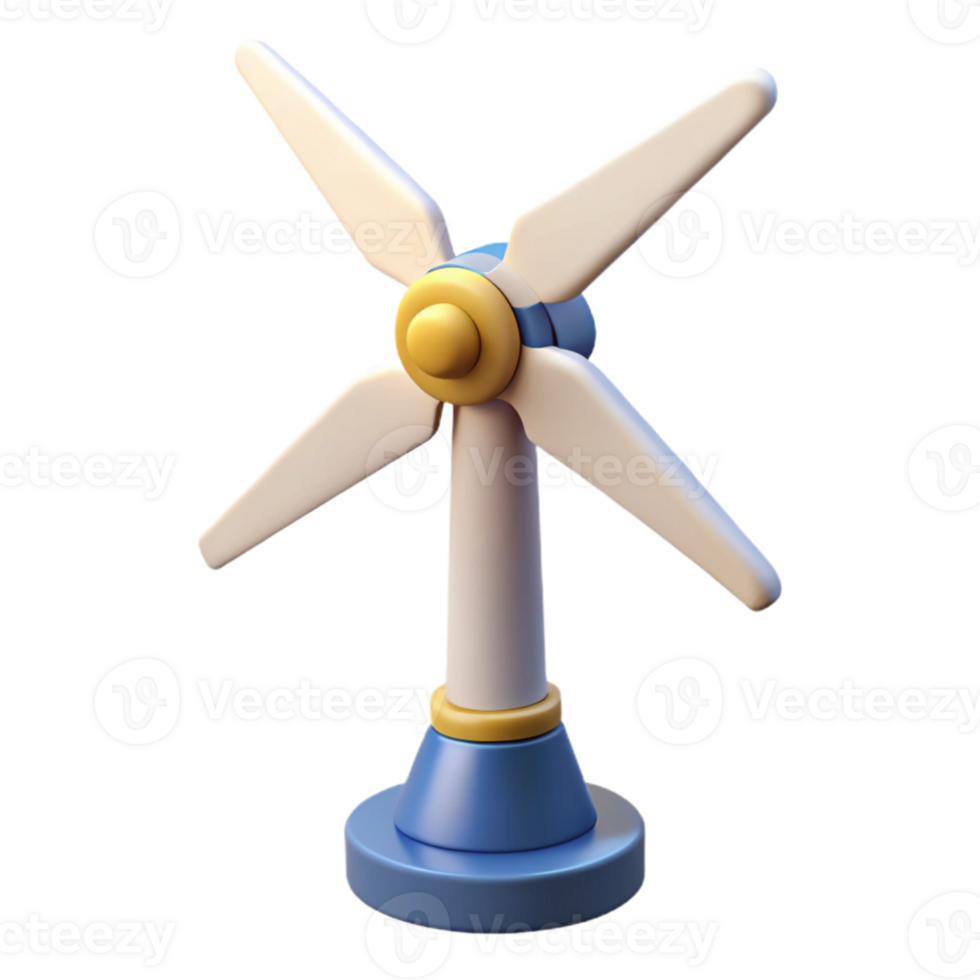 wonderful traditional A wind turbine generating electricity, blue sky background, realistic style exclusive png