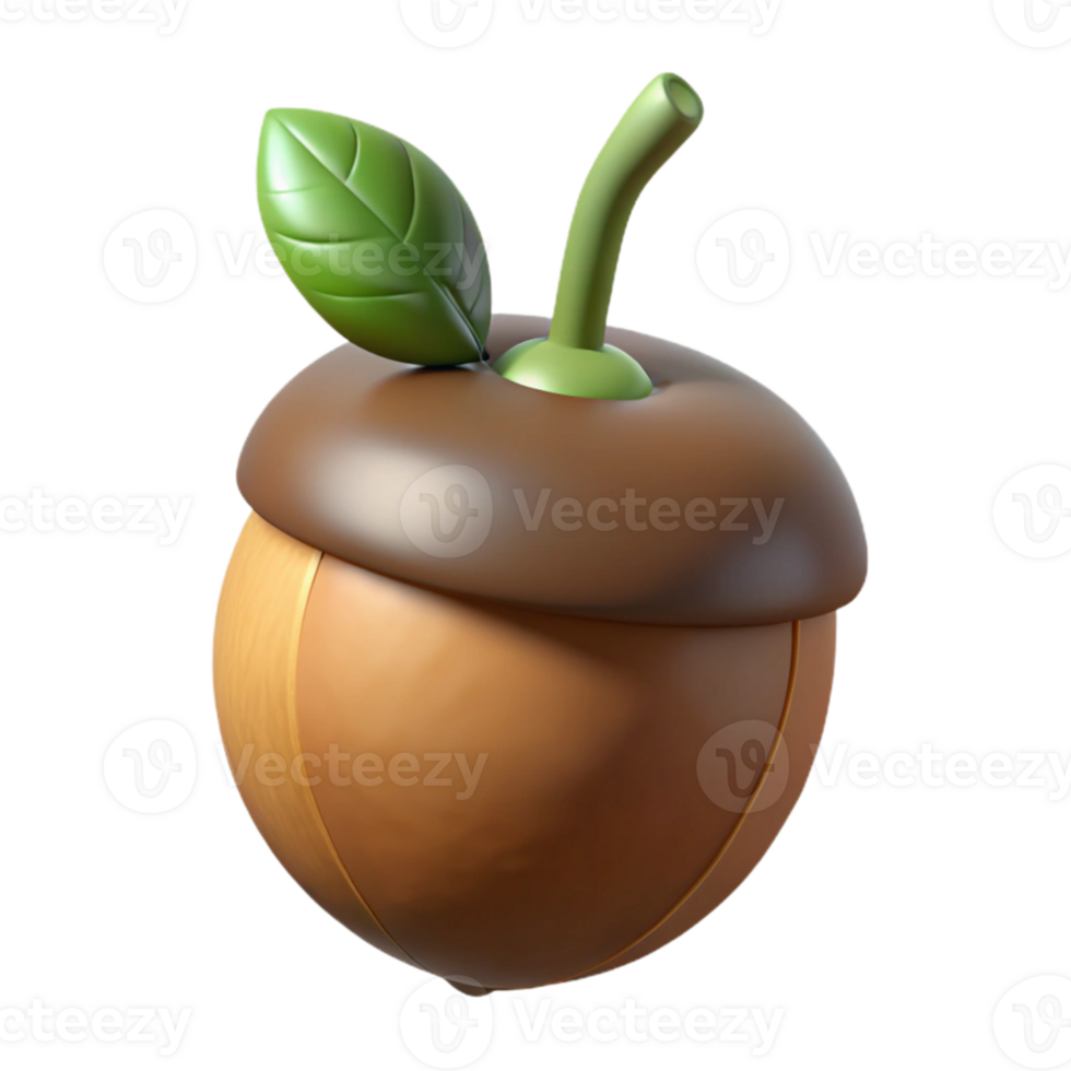 dramatic abstract A sprouting acorn, with a tiny root visible, close-up, earth tones, photorealistic render high quality png