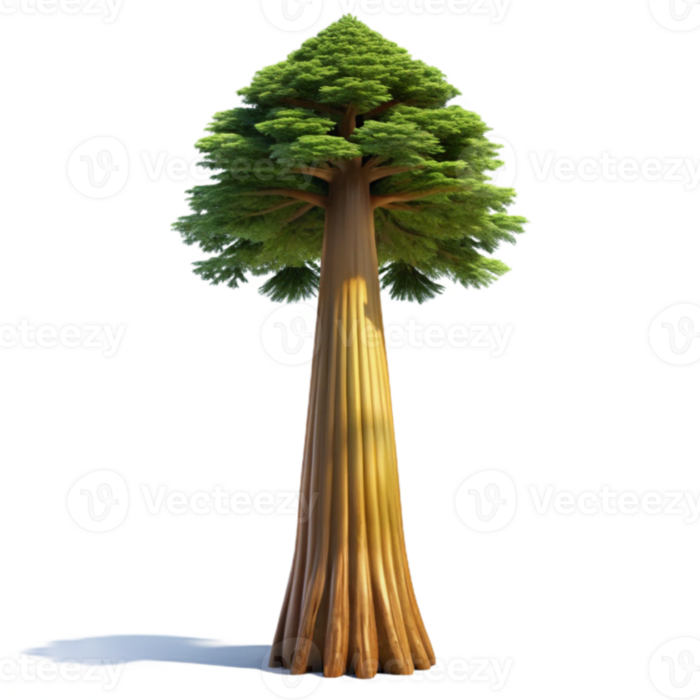 vibrant classic A giant sequoia tree reaching towards the sky, majestic lighting, realistic rendering high resolution png