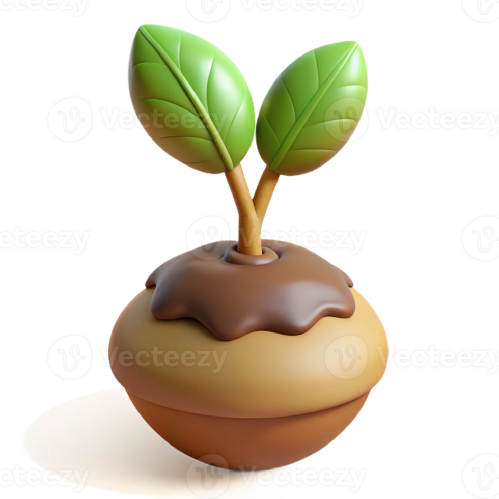 beautiful traditional A sprouting acorn with a tiny oak tree emerging, soft earth tones, gentle lighting, hopeful and symbolic style 4K png