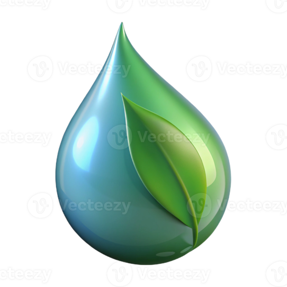 extraordinary contemporary A single raindrop falling onto a leaf, detailed reflection, macro photography, refreshing and clean style premium png