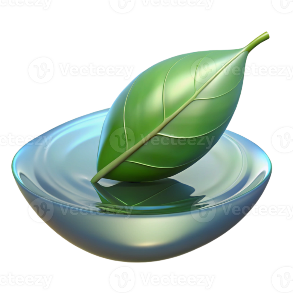 serene abstract A single leaf floating on water, reflective surface, serene and peaceful, minimalist style authentic png