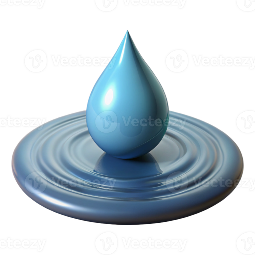 vibrant abstract A single raindrop falling onto the surface of a still pond, creating ripples, realistic water physics, soft lighting high quality png