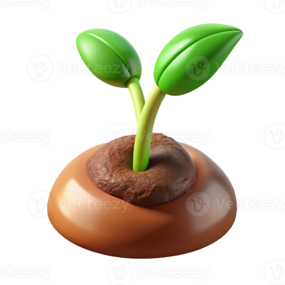 wonderful creative A sprouting seed, pushing through the soil, close-up, warm lighting, lifelike detail premium png