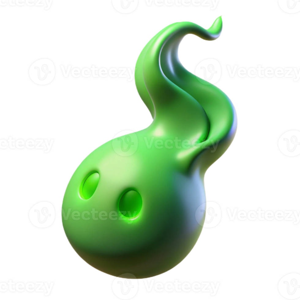 dramatic abstract A mysterious will-o'-the-wisp, flickering with an eerie green light. Soft lighting, surreal style 4K png