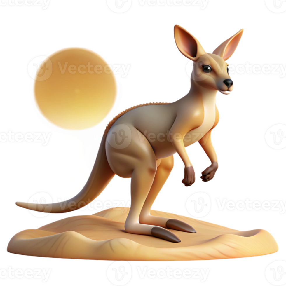 impressive traditional A curious kangaroo hopping across the outback, Australian desert setting, harsh midday sun, photorealistic style 4K png